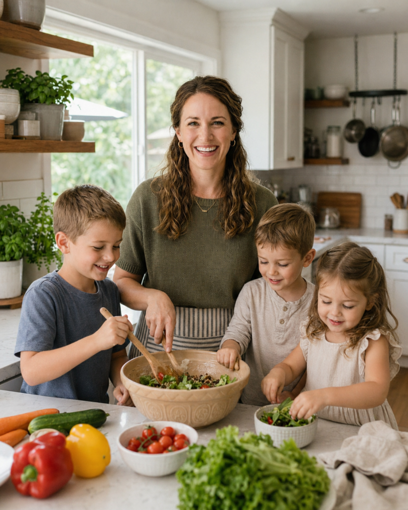 Sarah Vance with children mamacooksit