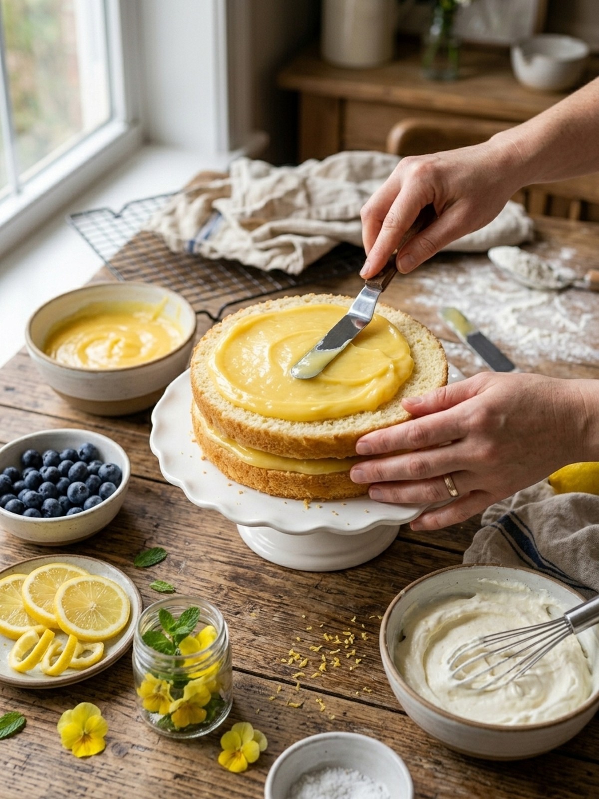 Step by step preparation of Italian Lemon Cream Cake with lemon cream filling